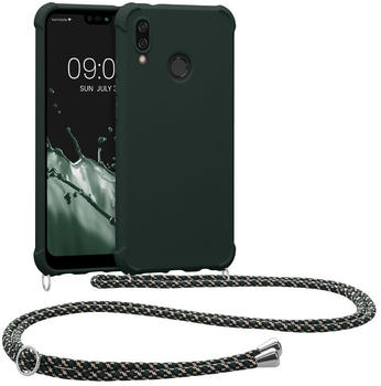 kwmobile Necklace Case kompatibel mit Huawei P20 Lite Hülle - Cover mit Kordel zum Umhängen - Silikon Schutzhülle Moosgrün