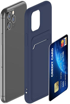 kwmobile Handyhülle kompatibel mit Apple iPhone 11 Pro Hülle - Handy Cover mit Fach für Karten - in Dunkelblau