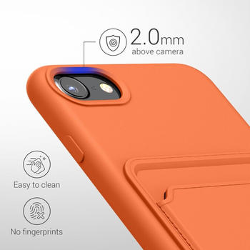 kwmobile Handyhülle kompatibel mit Apple iPhone SE (2022) / iPhone SE (2020) / iPhone 8 / iPhone 7 Hülle - Handy Cover mit Fach für Karten - in Orange