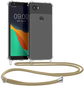 kwmobile Necklace Case kompatibel mit Google Pixel 3a Hülle - Silikon Cover mit Handykette - Band Handyhülle Gold