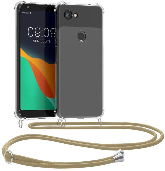 kwmobile Necklace Case kompatibel mit Google Pixel 3a Hülle - Silikon Cover mit Handykette - Band Handyhülle Gold