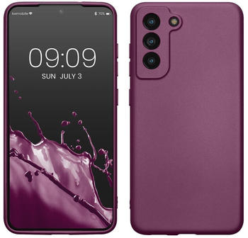 kwmobile Case kompatibel mit Samsung Galaxy S21 FE Hülle - Schutzhülle aus Silikon metallisch schimmernd - Handyhülle Metallic Lavendel