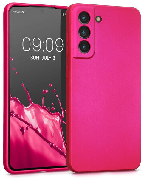 kwmobile Case kompatibel mit Samsung Galaxy S21 FE Hülle - Schutzhülle aus Silikon metallisch schimmernd - Handyhülle Metallic Pink