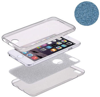 König Design Crystal Case Hülle für Apple iPhone X Glitzer Case Blau Full Body