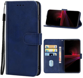 König Design Hülle kompatibel mit Sony Xperia 1 IV Kunstleder Handyhülle - Handy Case Blau