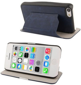 König Design Schutzhülle Case (Flip Quer) für Handy Apple iPhone 5C Dunkelblau
