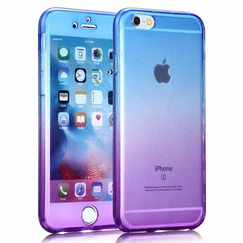 König Design Crystal Case Hülle für Apple iPhone 6s Plus Blau Lila Rahmen Full Body