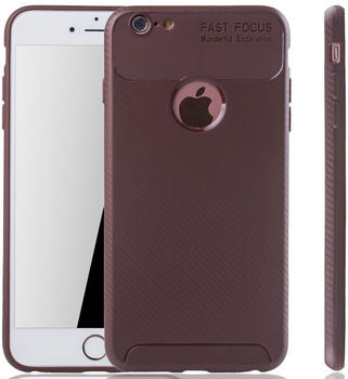 König Design Apple iPhone 6 / 6s Plus Handyhülle Schutzcase Carbon Optik Bumper Braun