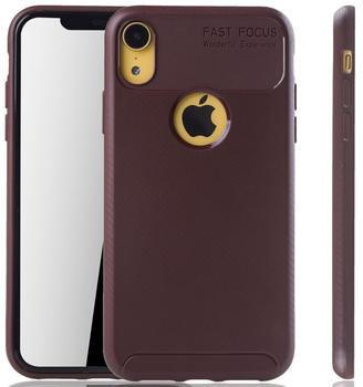 König Design Apple iPhone XR Handyhülle Schutzcase Carbon Optik Bumper Braun