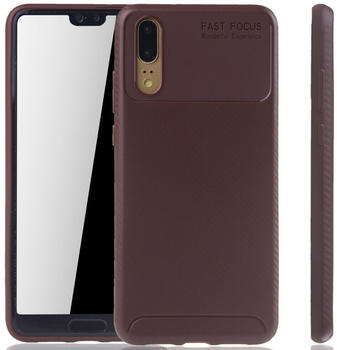 König Design Huawei Mate 20 Lite Handyhülle Schutzcase Carbon Optik Bumper Braun