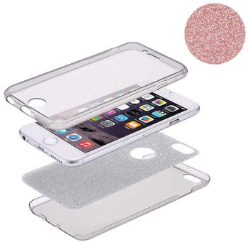 König Design Crystal Case Hülle für Apple iPhone XS Glitzer Case Rose Gold Full Body