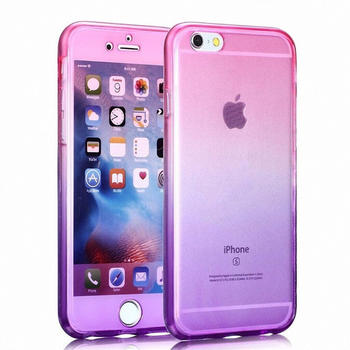 König Design Crystal Case Hülle für Apple iPhone 6s Plus Pink Lila Rahmen Full Body