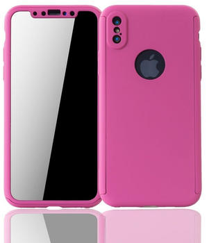 König Design Handyhülle Schutzhülle für Apple iPhone X Full Case Cover Displayschutz 360 Pink