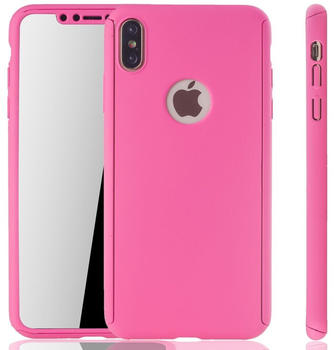 König Design Handyhülle Schutzhülle für Apple iPhone XS Max Full Case Cover Displayschutz 360 Pink