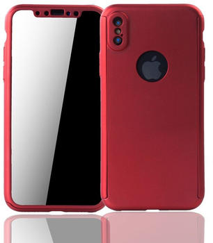 König Design Handyhülle Schutzhülle für Apple iPhone XS Full Case Cover Displayschutz 360 Rot
