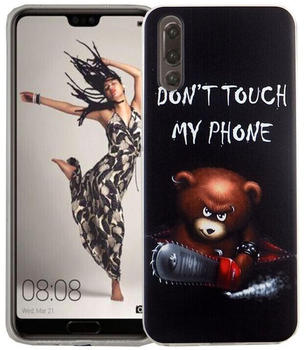 König Design Handy Hülle für Huawei P20 Bär mit Kettensäge Smartphone Cover Bumper Schale Etuis