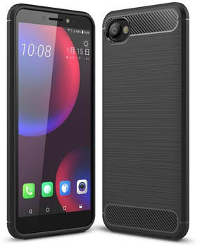 König Design HTC Desire Hülle Silikon Schwarz Carbon Optik Case TPU Handyhülle Bumper 211754