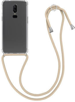 kwmobile Necklace Case kompatibel mit OnePlus 6 Hülle - Silikon Cover mit Handykette - Band Handyhülle Transparent Gold