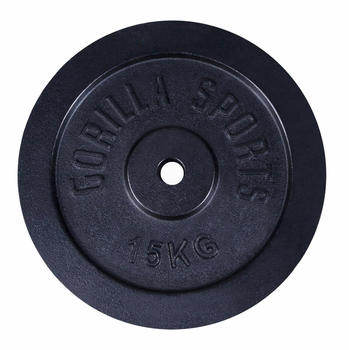 Gorilla Sports Hantelscheiben Gusseisen 30 mm black 15 kg