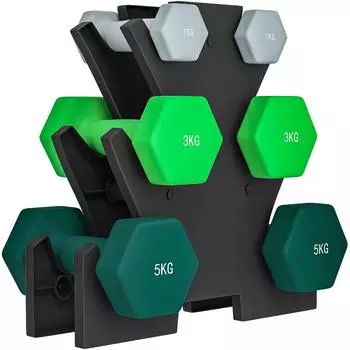 Sport Now Hantelset mit Aufbewahrungsgestell 2 x 1kg, 2 x 3kg, 2 x 5kg