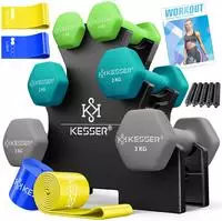 KESSER&reg; Hantel-Set, 3 Paar, 1kg - 5kg, 12kg oder 18kg kurzhanteln mit St&auml;nder