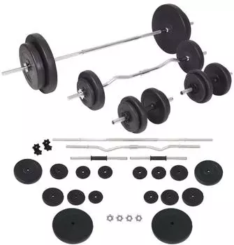 vidaXL Langhantel- und Kurzhantelset 90kg (91404)