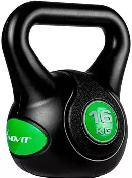 Movit Kettlebell Stylish Black 16kg, Kunststoffhülle, grün (20040663)