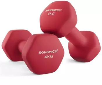 Songmics Kurzhanteln 2er-Set Neopren hexagonal 2x4kg, rot