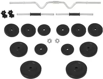 vidaXL Curl- und Kurzhantel-Set mit Gewichten 60kg, schwarz (3145026)