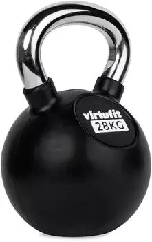 virtufit Kettlebell Pro Gusseisen/Gummi, Chromgriff, 28kg (VF02076-28)