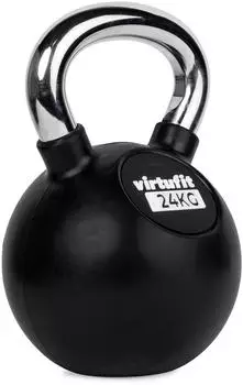 virtufit Kettlebell Pro 24kg Gusseisen mit Gummi, Chromgriff (VF02076-24)