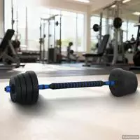 vidaXL 2-in-1 Kurzhantel Langhantel Set 30 kg Schwarz und Blau