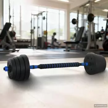 vidaXL 2-in-1 Kurzhantel & Langhantel Set 30kg, schwarz/blau (42023466)