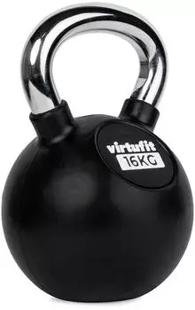 virtufit Kettlebell Pro 16kg, Gusseisen mit Gummi und Chromgriff (VFKETTLEBELL-PARENT)