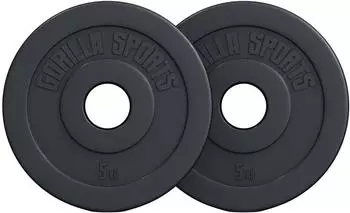 Gorilla Sports Olympia Hantelscheiben-Set 2x5kg, Kunststoff, 50mm Bohrung (101204-00006-0016)