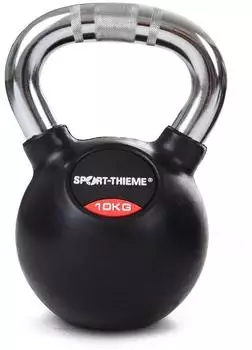 Sport-Thieme Kettlebell gummiert mit ger&auml;ndeltem Chrom-Griff, 10kg (JKB05)