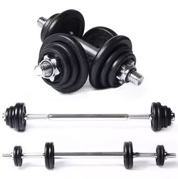 Tunturi Langhantel & Kurzhantel-Set 2-in-1, Gusseisen, 20kg, 30mm (14TUSCL452)