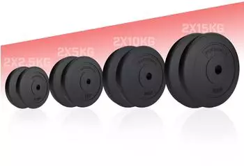 Physionics Hantelscheiben 2er-Set &Oslash;30mm, Kunststoff, schwarz (2,5/5/10/15kg)
