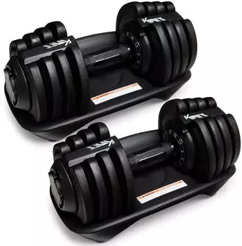 KM Fit Kurzhantel verstellbar 1,5&ndash;18kg, 12 Gewichtsstufen, Gusseisen