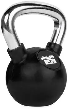virtufit Kettlebell Gummi/Chrom 4kg, schwarz, Unisex (VF02076-4)