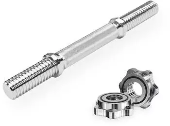 virtufit Hantelstange mit Verschlussklemmen, silber, 35cm (VF02017)
