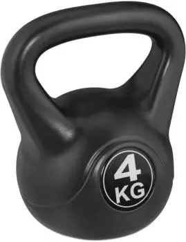 Relaxdays Kettlebell Kugelhantel Kunststoff 4kg, schwarz