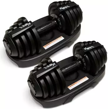 KM Fit Kurzhanteln verstellbar 2er-Set, 1,5&ndash;12,5kg, 11 Stufen, Gusseisen