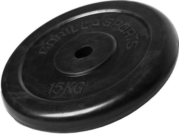 Gorilla Sports 15 kg Gummi Hantelscheibe
