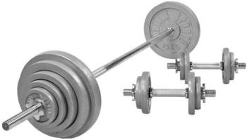 Gorilla Sports 100 kg Gusseisen Langhantelset