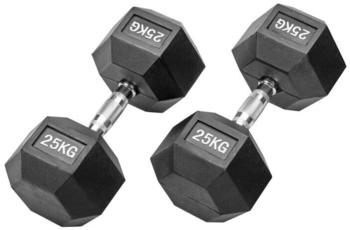 Bad Company Gummierte Hexagon Hanteln mit verchromten Griffen 2 x 25 kg (50 kg) (20312016)
