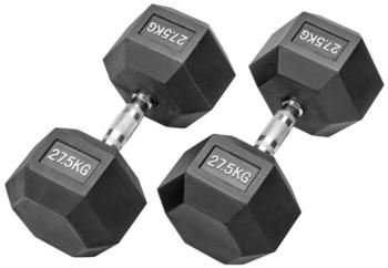 Bad Company Gummierte Hexagon Hanteln mit verchromten Griffen 2 x 27,5 kg (55 kg) (20312023)