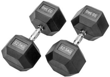 Bad Company Gummierte Hexagon Hanteln mit verchromten Griffen 2 x 32,5 kg (65 kg) (20312047) Bad Company Gummierte Hexagon Hanteln mit verchromten Griffen 2 x 32,5 kg (65 kg) (20312047)