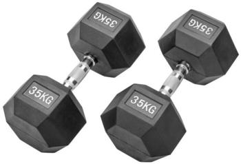 Bad Company Gummierte Hexagon Hanteln mit verchromten Griffen 2 x 35 kg (70 kg) (20312054)