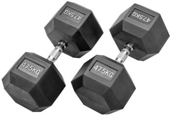 Bad Company Gummierte Hexagon Hanteln mit verchromten Griffen 2 x 47,5 kg (95 kg) (20312108)